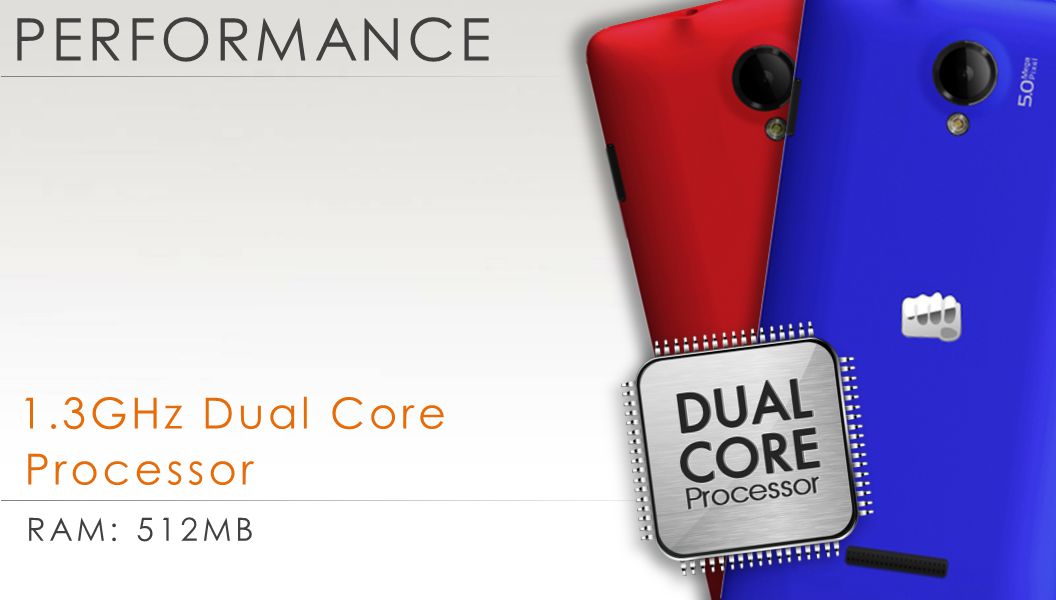PERFORMANCE 1.3GHz Dual Core RAM: 512MB Processor