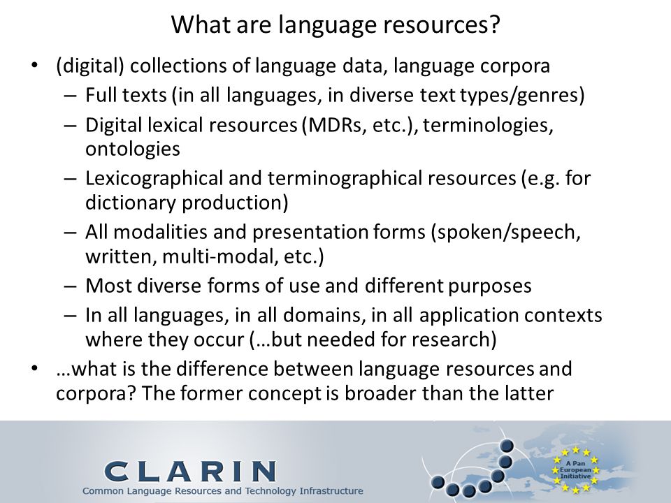What are language resources.