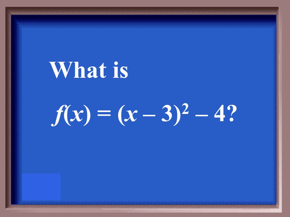 This quadratic equation has a maximum point at (3, -4).