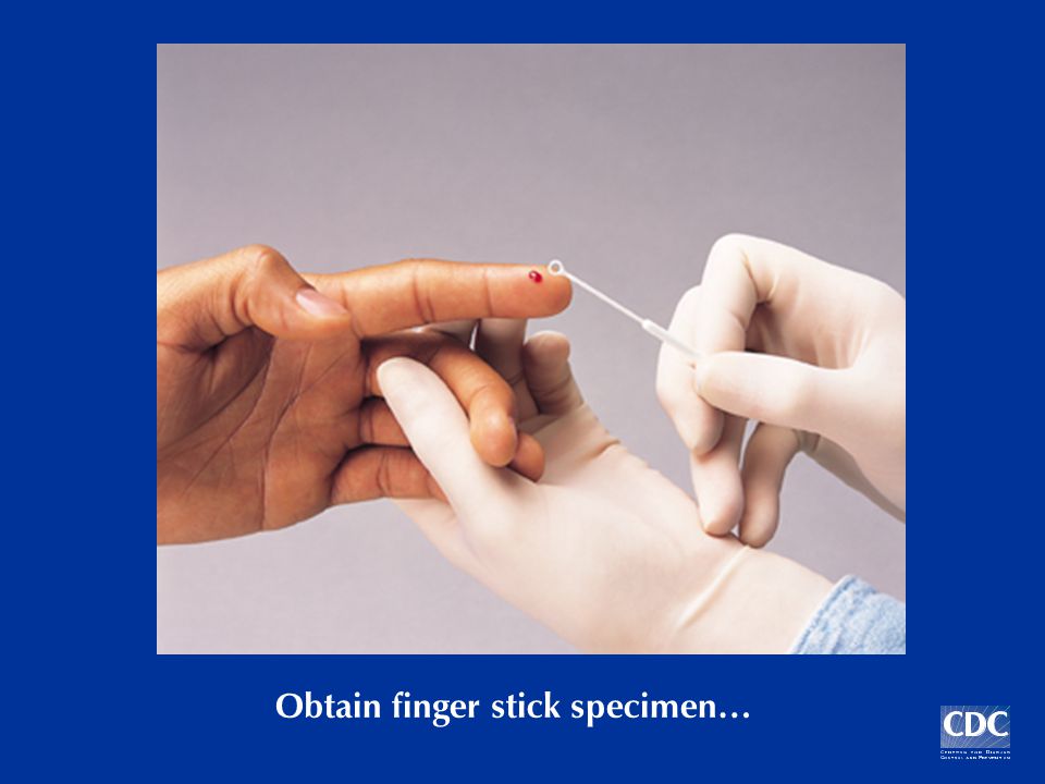 Obtain finger stick specimen…