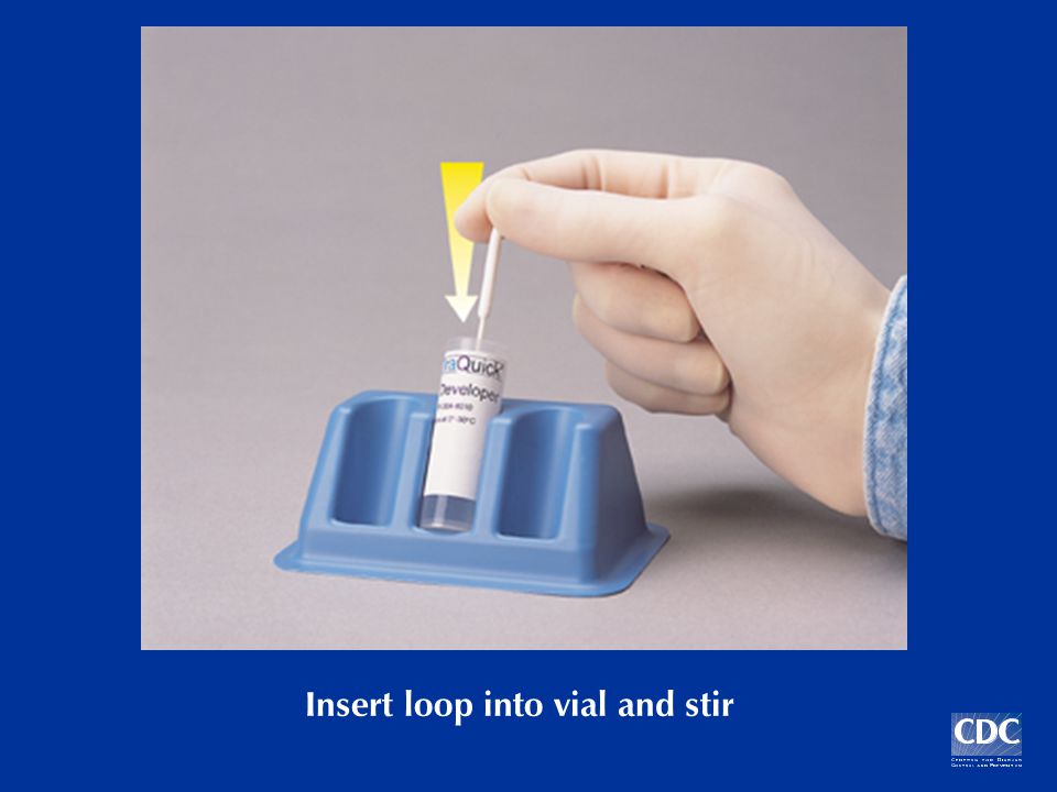Insert loop into vial and stir