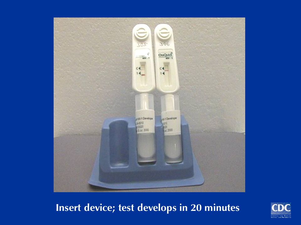 Insert device; test develops in 20 minutes