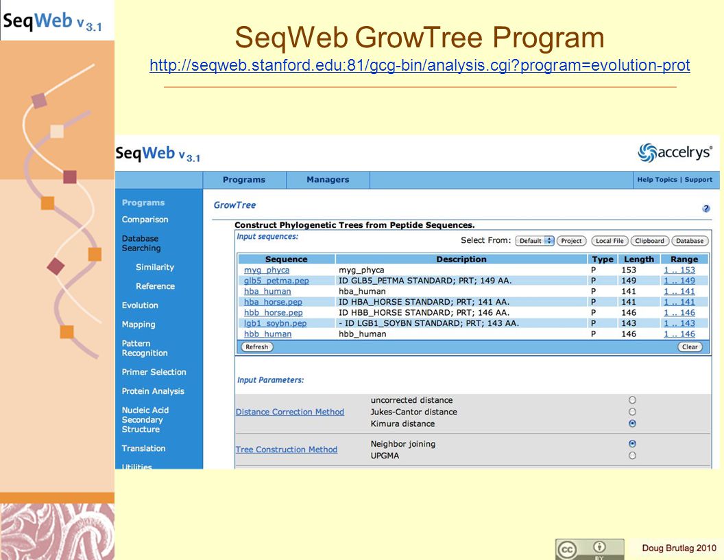 SeqWeb GrowTree Program   program=evolution-prot   program=evolution-prot