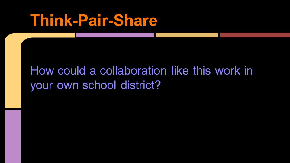 How could a collaboration like this work in your own school district Think-Pair-Share