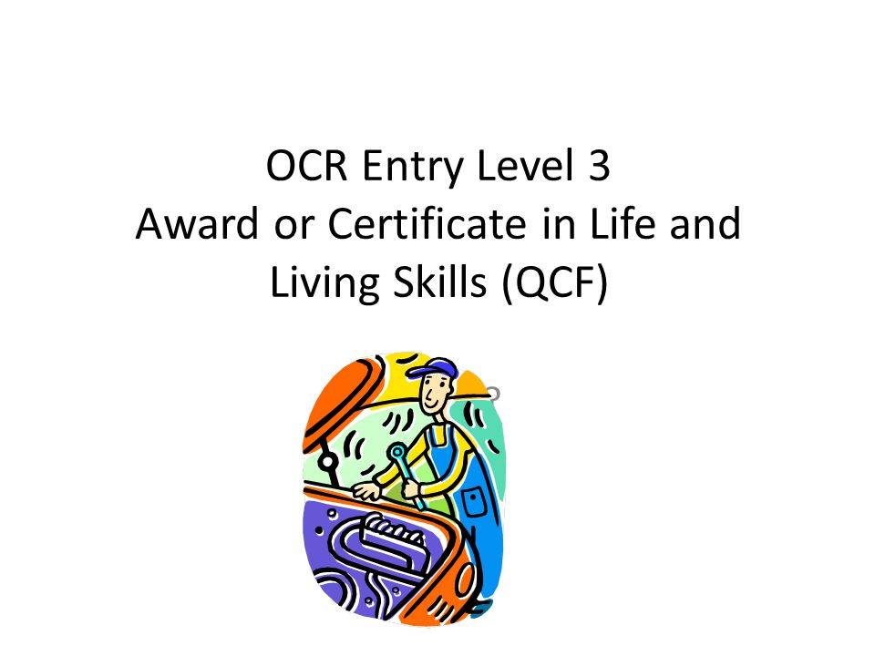OCR Entry Level 3 Award or Certificate in Life and Living Skills (QCF) Picture
