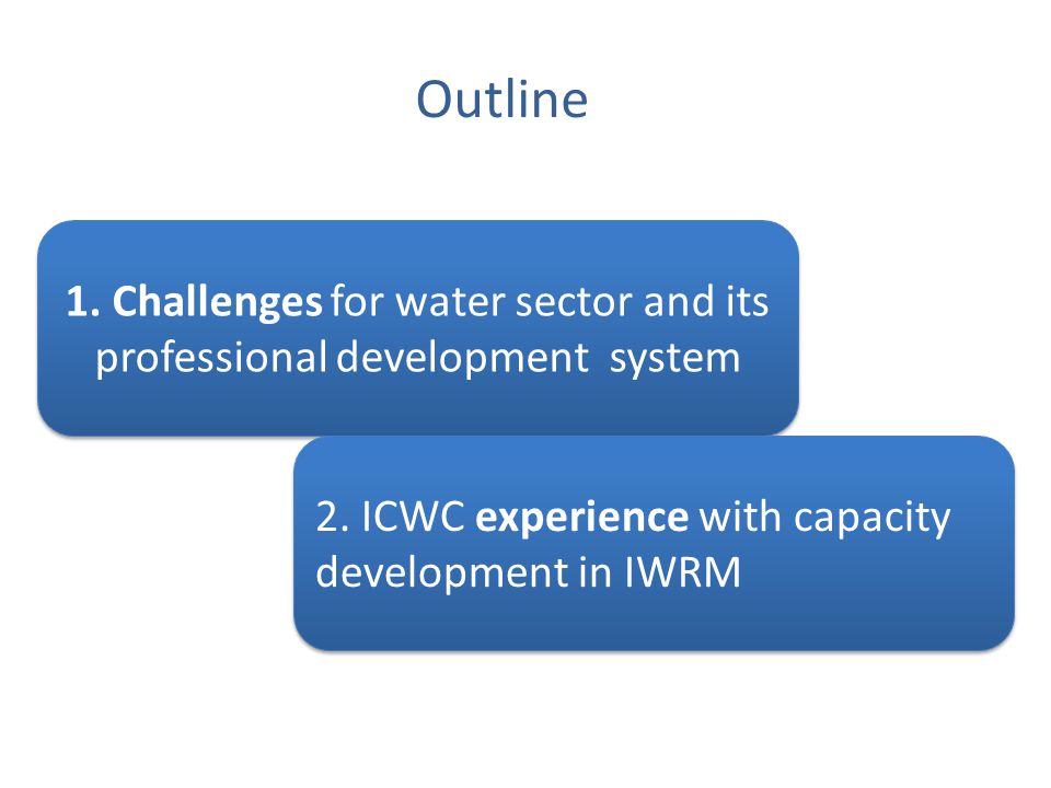 Outline 1. Challenges for water sector and its professional development system 2.