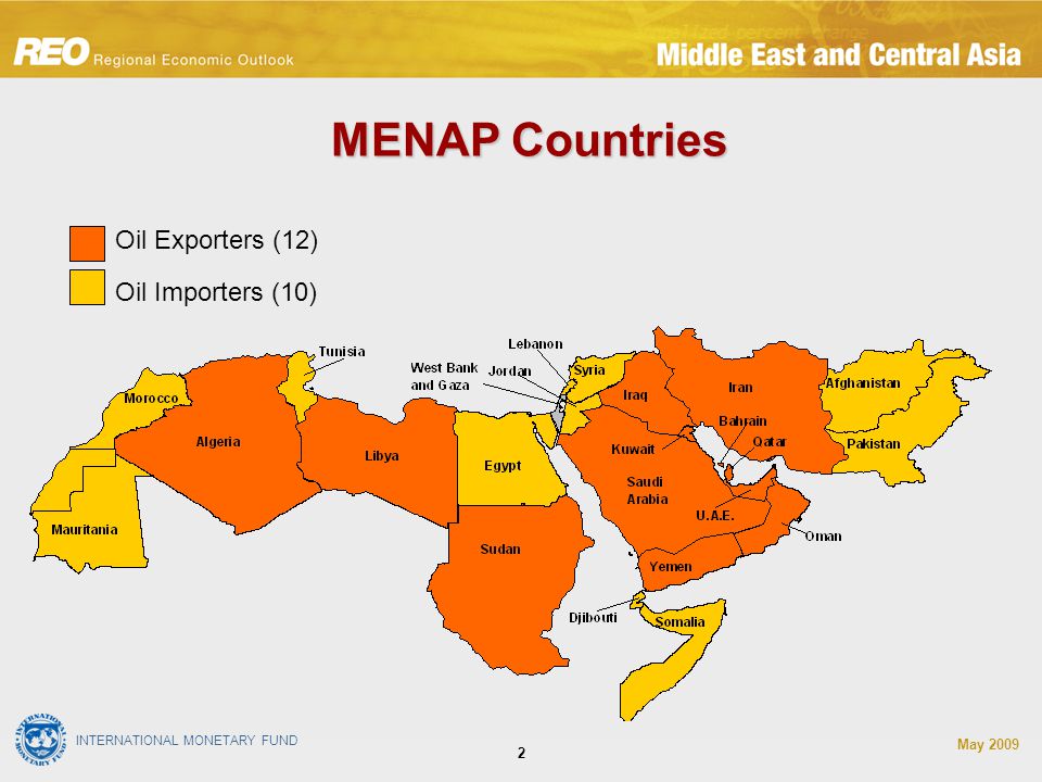 INTERNATIONAL MONETARY FUND May MENAP Countries Oil Exporters (12) Oil Importers (10)