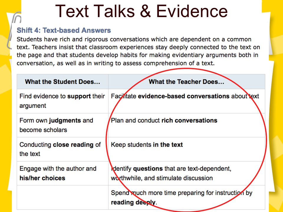 Text Talks & Evidence