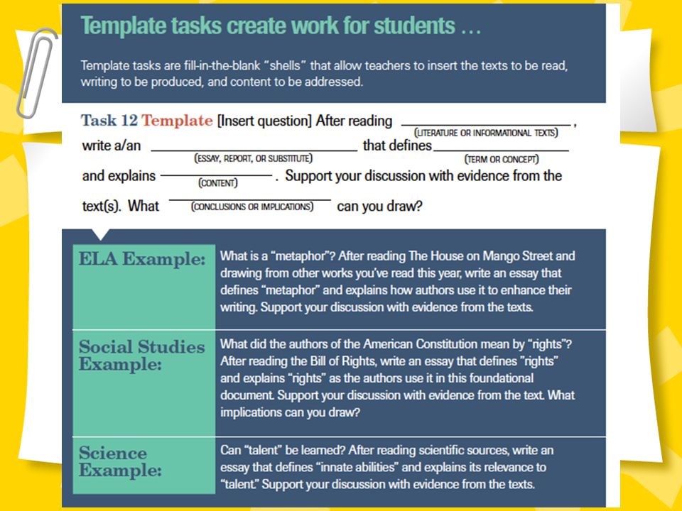 Template Tasks to Help Prepare Students