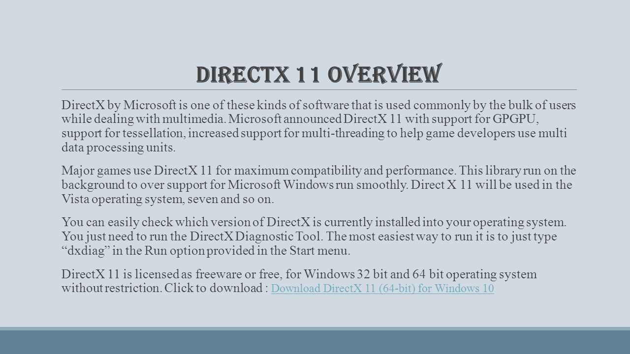 Download directx 11 64 bit for windows 10 directx 11 overview