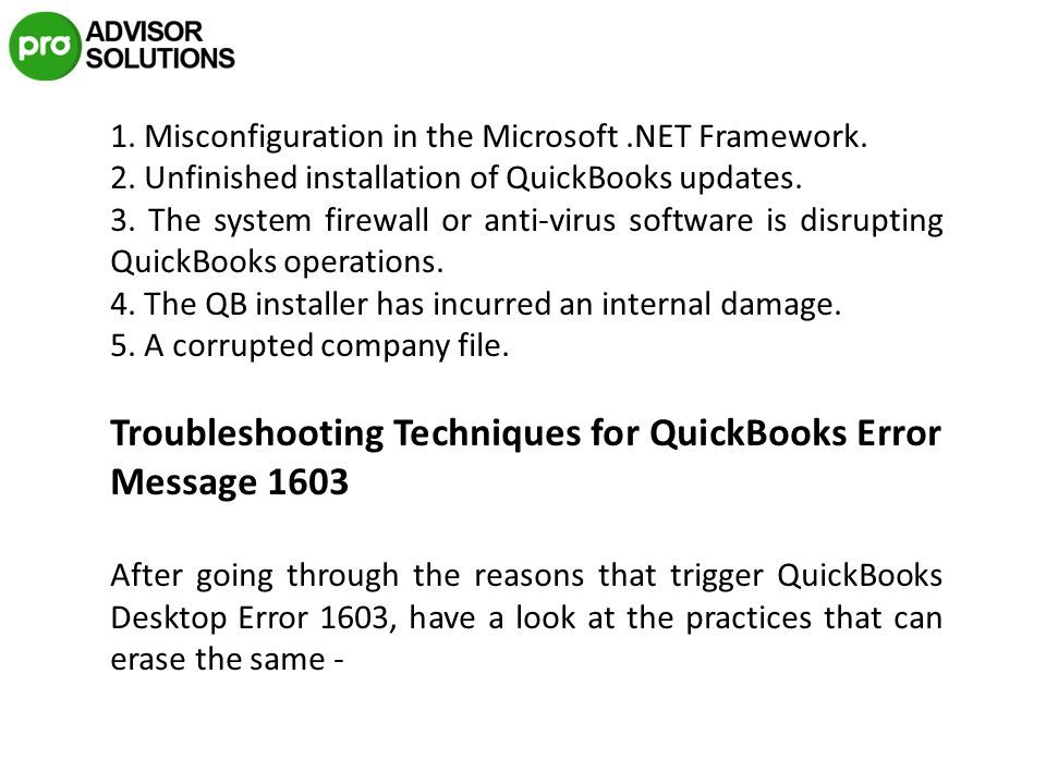 How to permanently stop quickbooks error 1603 microsoft net framework