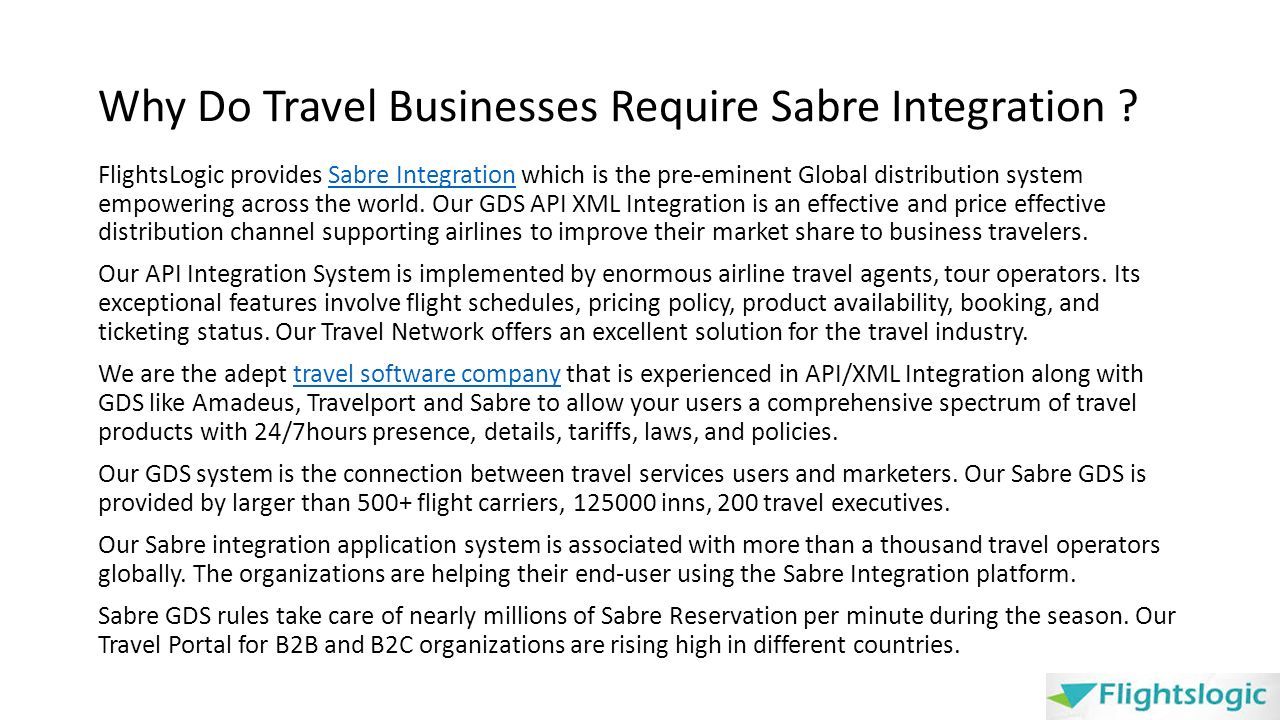 Why Do Travel Businesses Require Sabre Integration .