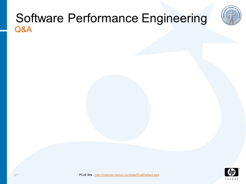 PCoE Site Software Performance Engineering Q&A