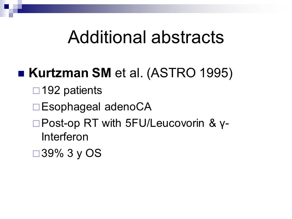 Additional abstracts Kurtzman SM et al.