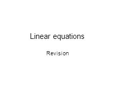 Linear equations Revision