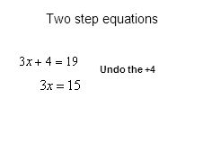 Undo the +4 Two step equations
