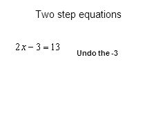 Undo the -3 Two step equations