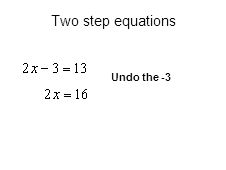 Undo the -3 Two step equations