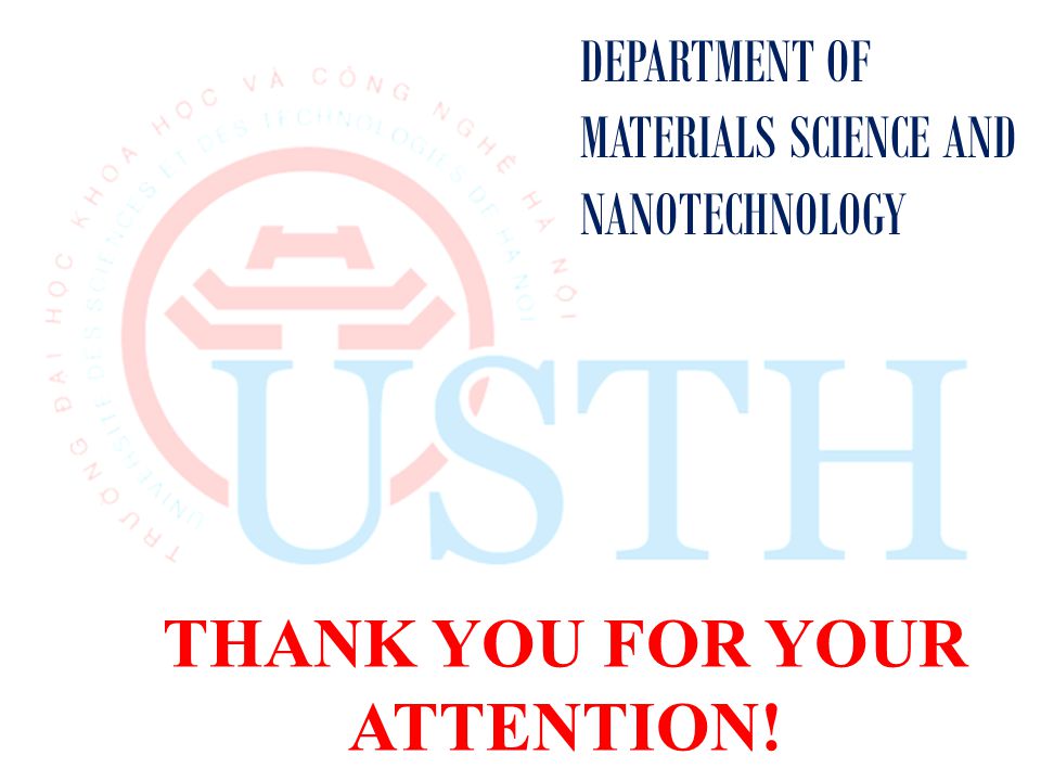THANK YOU FOR YOUR ATTENTION! DEPARTMENT OF MATERIALS SCIENCE AND NANOTECHNOLOGY