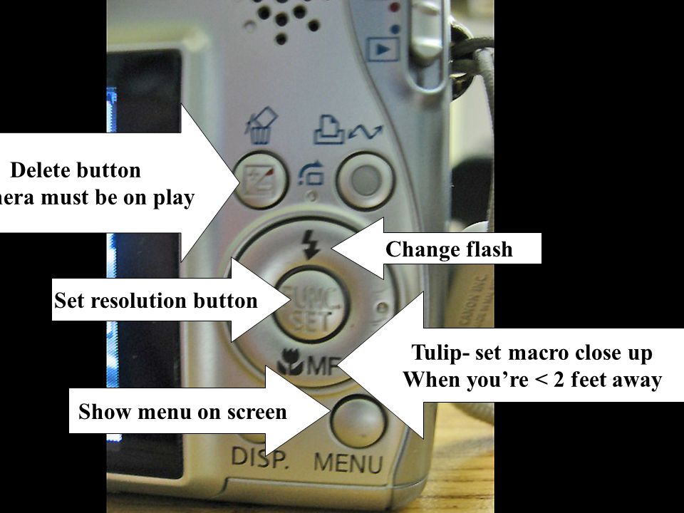 Power button Press half way to focus The rest of the way To take picture Zoom in and out dial