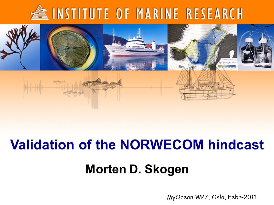 1 1 Morten D. Skogen Validation of the NORWECOM hindcast MyOcean WP7, Oslo, Febr-2011