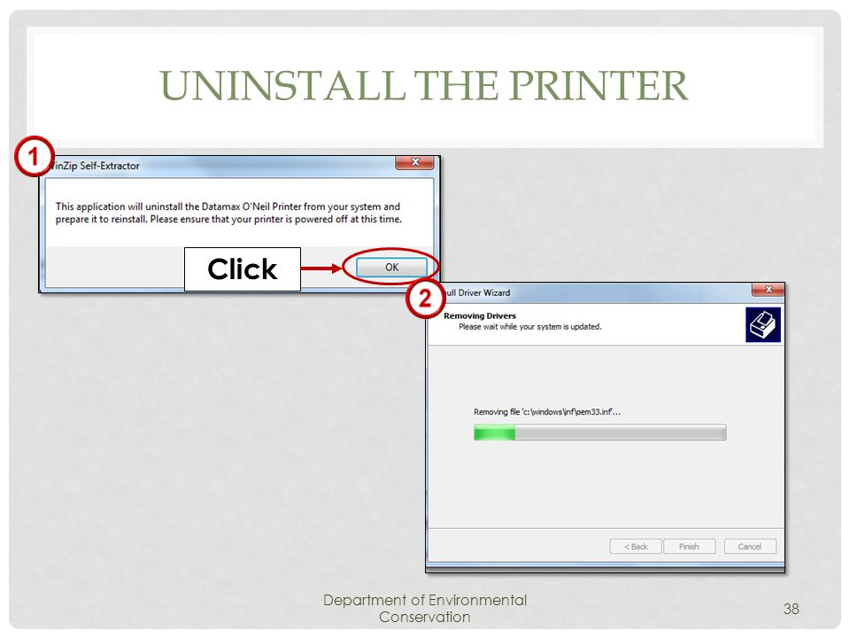 UNINSTALL THE PRINTER Department of Environmental Conservation 38 Click