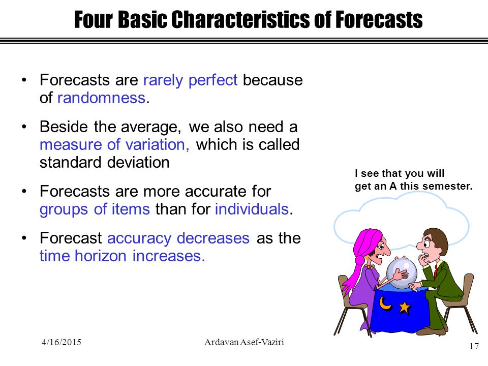 Forecasts are rarely perfect because of randomness.
