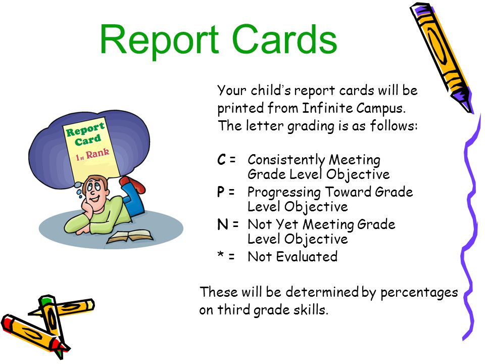Report Cards Your child’s report cards will be printed from Infinite Campus.