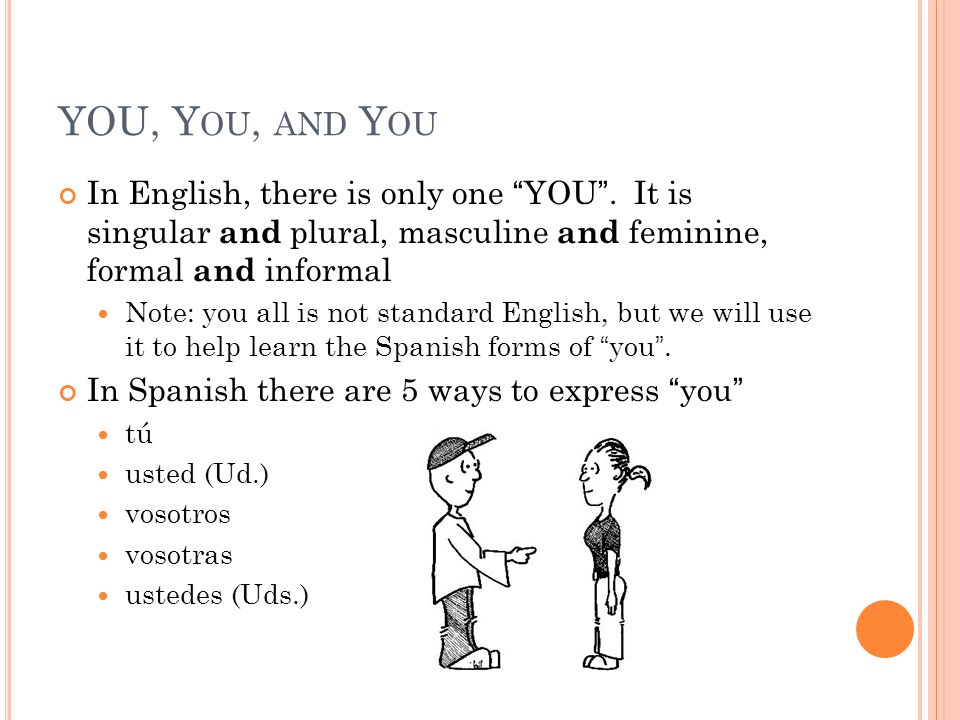 YOU, Y OU, AND Y OU In English, there is only one YOU .