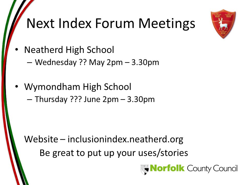 Next Index Forum Meetings Neatherd High School – Wednesday .