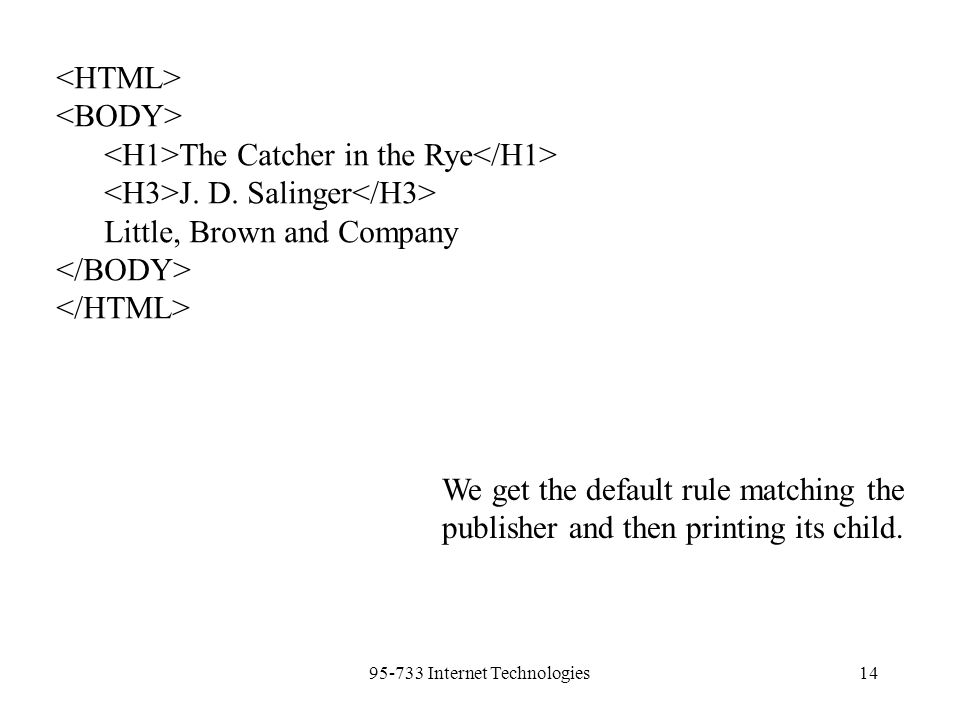 Internet Technologies14 The Catcher in the Rye J.