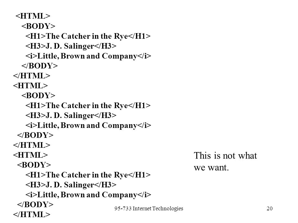 Internet Technologies20 The Catcher in the Rye J.