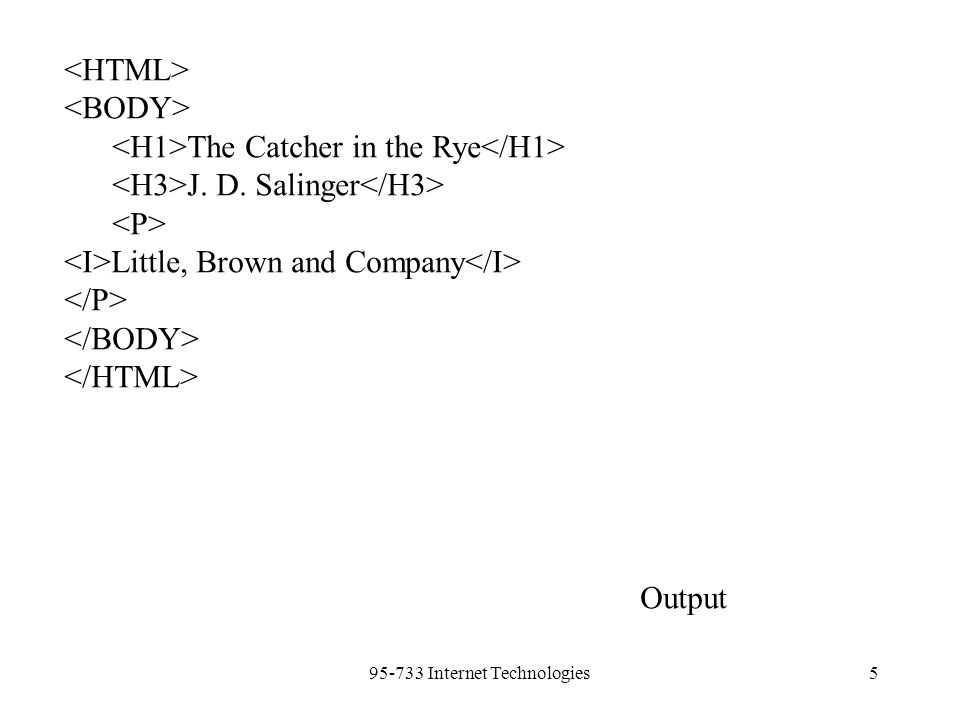 Internet Technologies5 The Catcher in the Rye J.