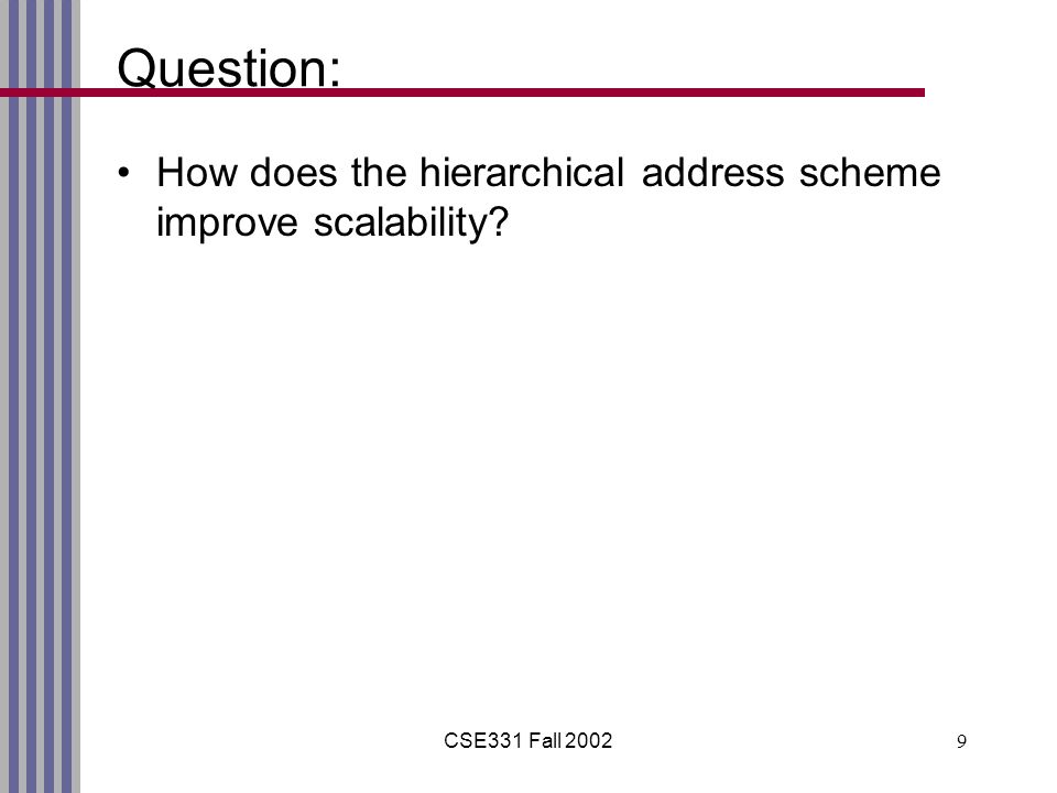 CSE331 Fall Question: How does the hierarchical address scheme improve scalability
