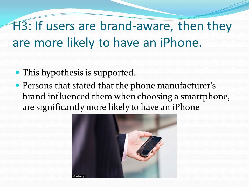 H3: If users are brand-aware, then they are more likely to have an iPhone.
