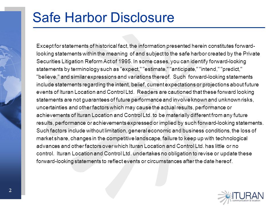 2 Safe Harbor Disclosure Except for statements of historical fact, the information presented herein constitutes forward- looking statements within the meaning of and subject to the safe harbor created by the Private Securities Litigation Reform Act of 1995.