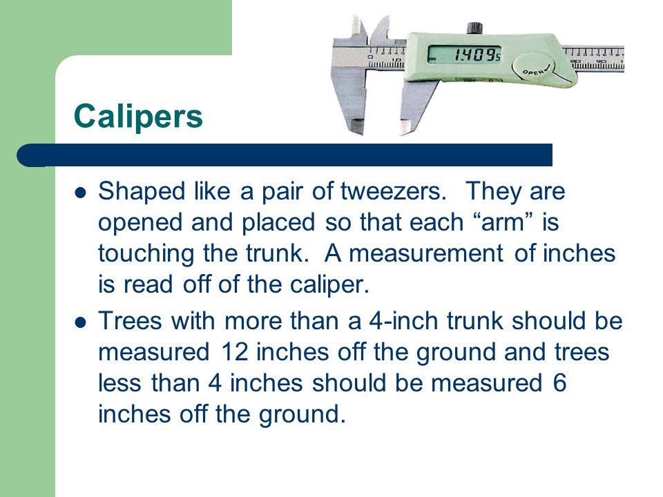 Calipers Shaped like a pair of tweezers.