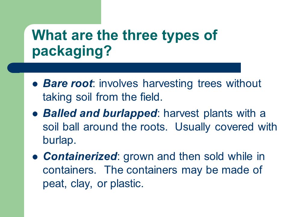 What are the three types of packaging.