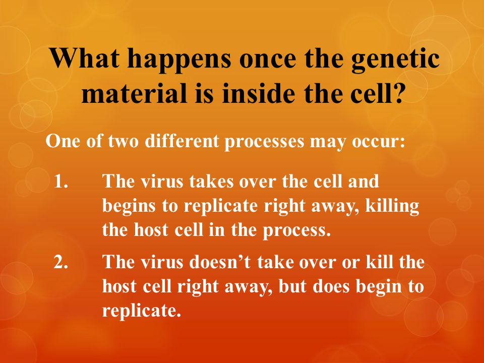 What happens once the genetic material is inside the cell.