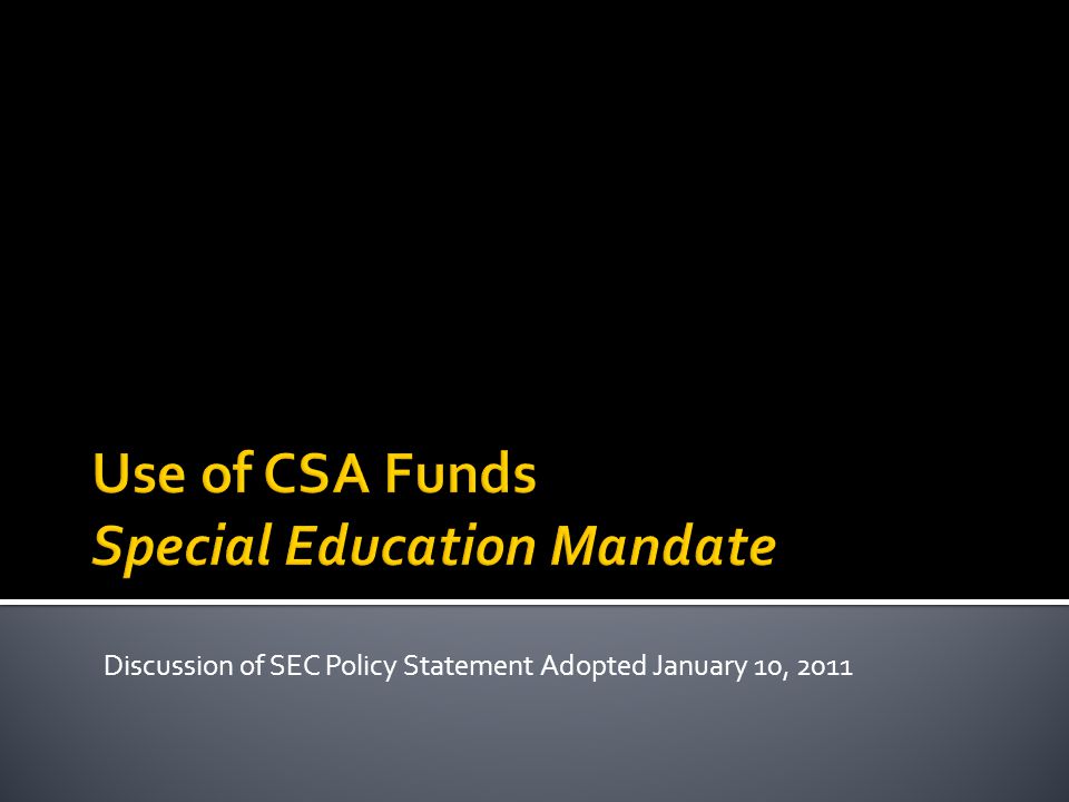 Discussion of SEC Policy Statement Adopted January 10, 2011