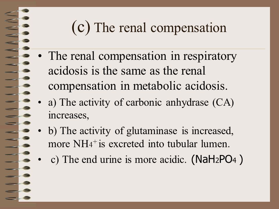 respiratory acidosis can be compensated for by _______