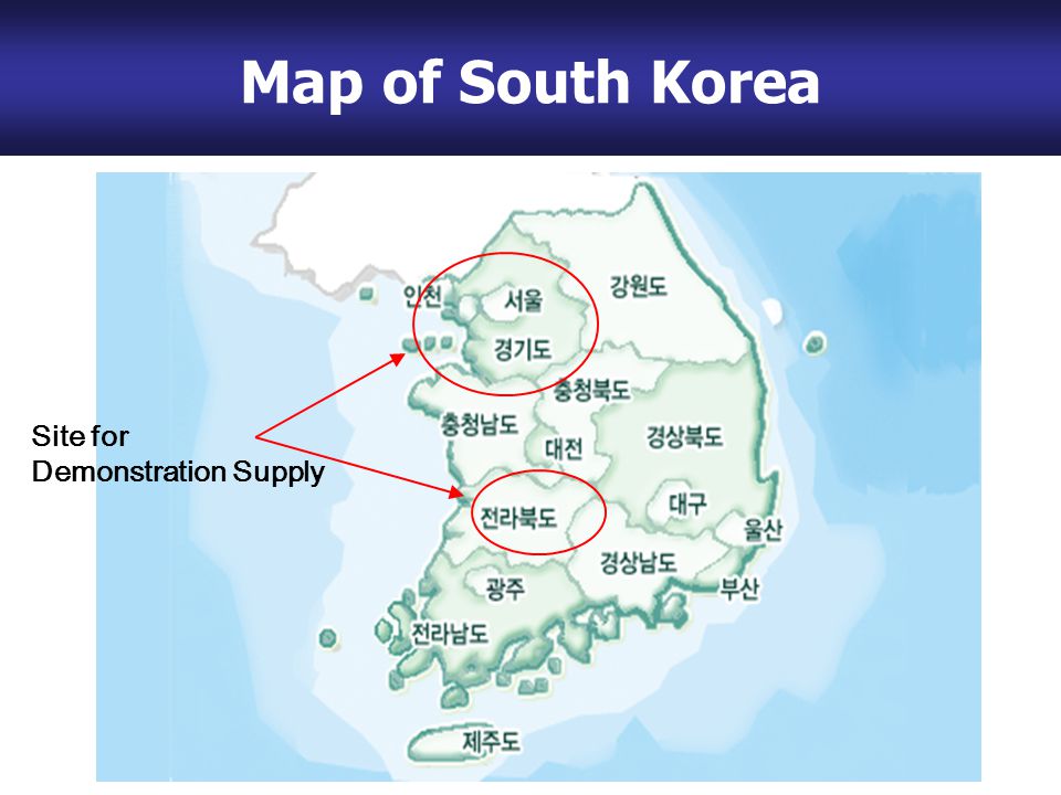 Map of South Korea Site for Demonstration Supply