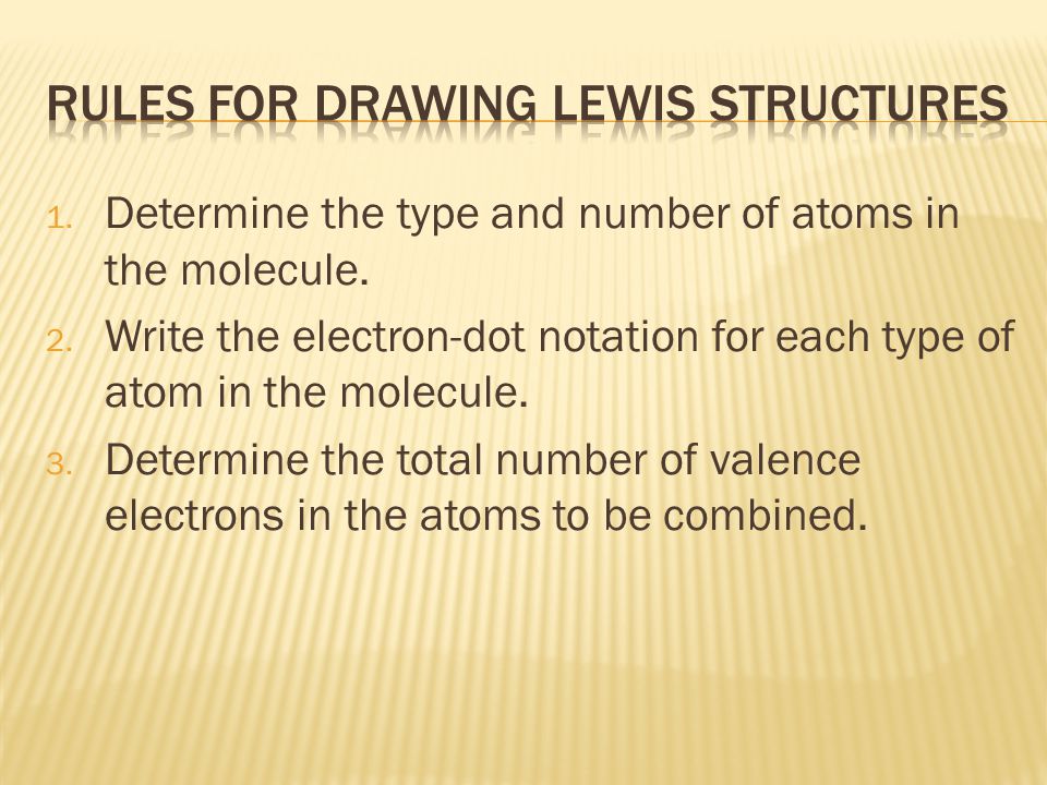 1. Determine the type and number of atoms in the molecule.