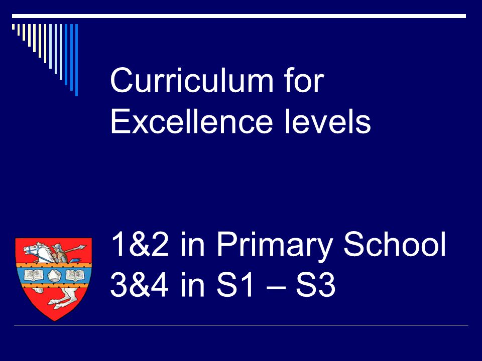 Curriculum for Excellence levels 1&2 in Primary School 3&4 in S1 – S3