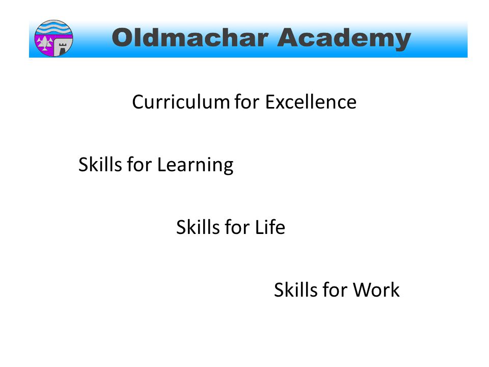 Curriculum for Excellence Skills for Learning Skills for Life Skills for Work
