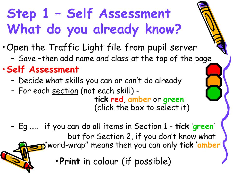 Step 1 – Self Assessment What do you already know.