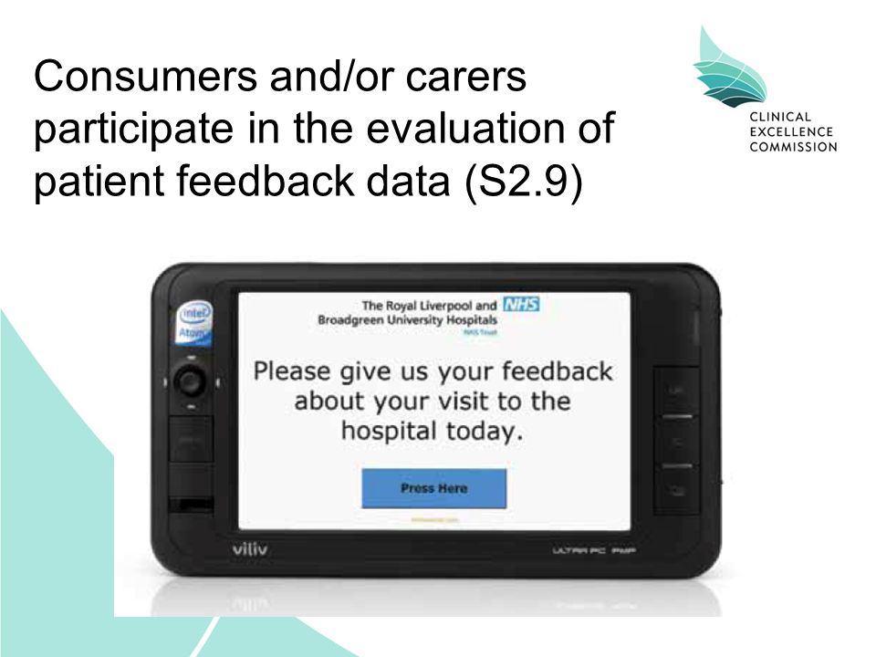 Consumers and/or carers participate in the evaluation of patient feedback data (S2.9)