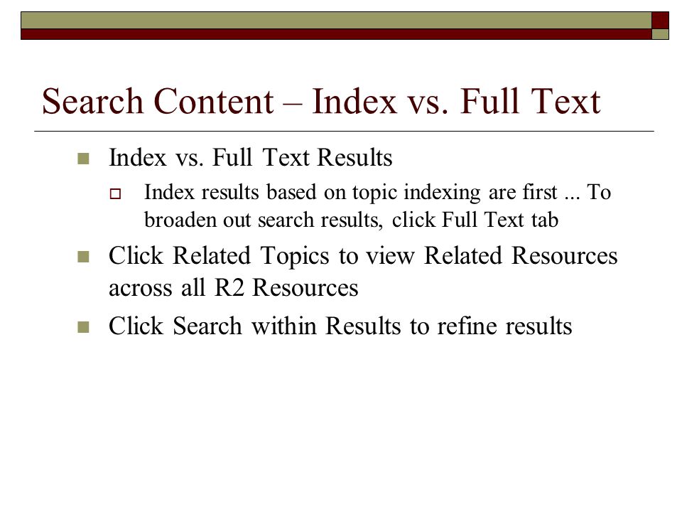 Search Content – Index vs. Full Text Index vs.
