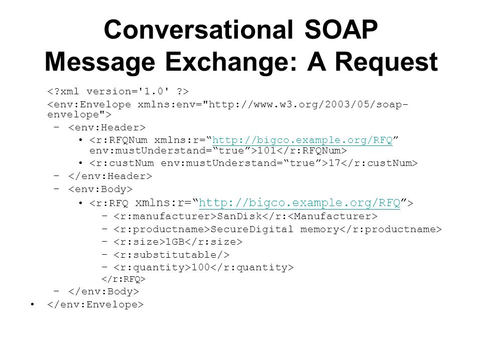 Conversational SOAP Message Exchange: A Request – –   – SanDisk – SecureDigital memory – 1GB – – 100 –