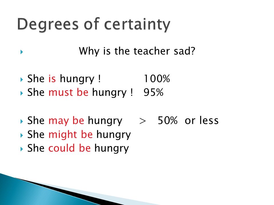  Why is the teacher sad.  She is hungry . 100%  She must be hungry .
